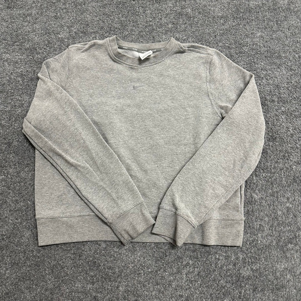Nike Sweatshirt Womens Size L Gray Dri-Fit Crewneck Athletic Pullover Fleece